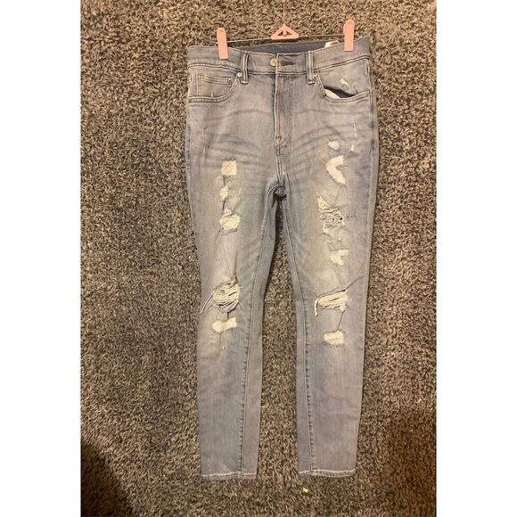 H&M Women's Skinny Jeans Size 32 Blue Distressed Medium Wash Denim - Picture 1 of 10